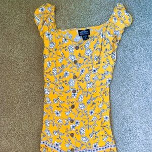 Angie Button Down Yellow Patterned Dress